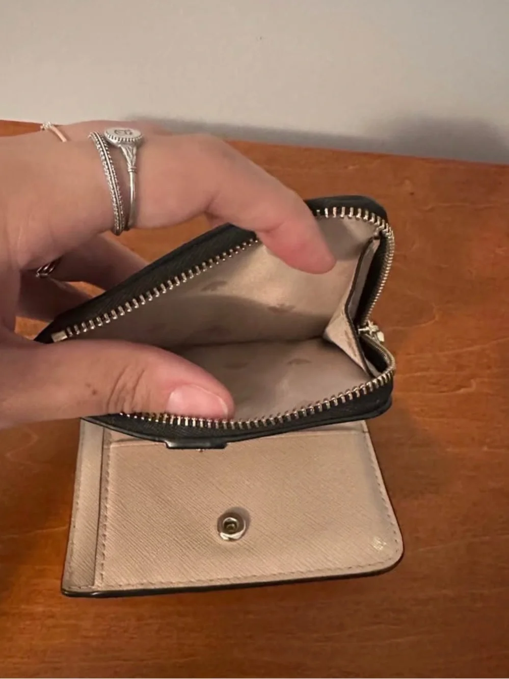 kate spade Black Pebbled Leather Zip Around Wallet